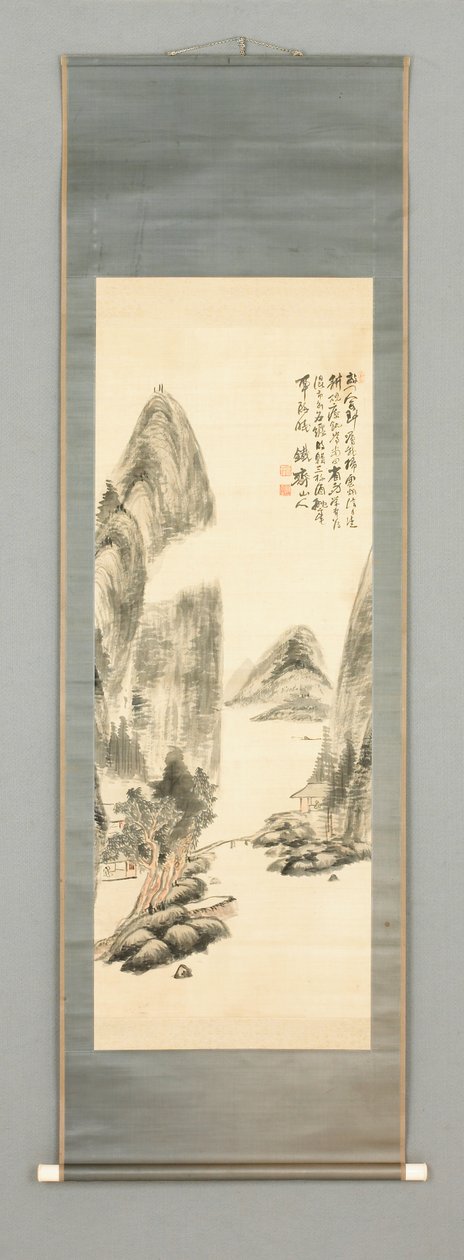Landskap, ca 1860 (bläck och färg på siden) av Tessai Tomioka