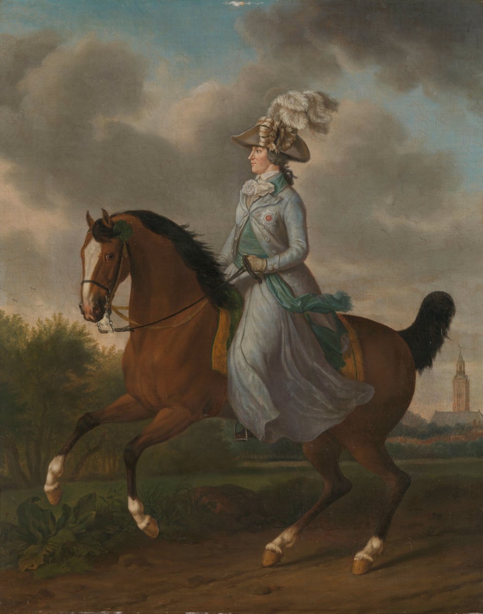 Frederika Sophia Wilhelmina av Pruissia (1751-1820), ryttarporträtt av prins Willem V:s fru av Tethart Philip Christian Haag