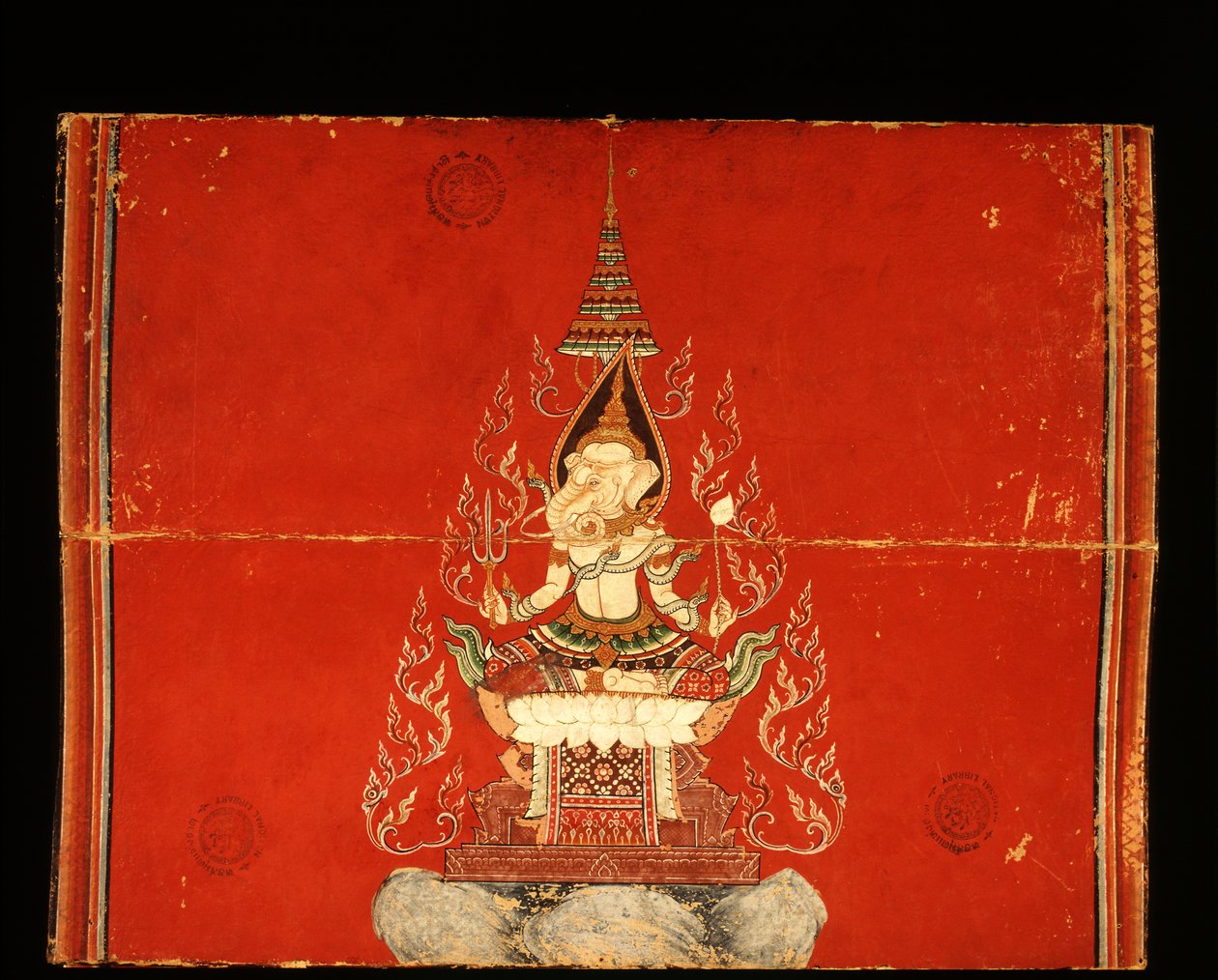 Ganesh-manuskript om elefantträning (wc på papper) av Thai School
