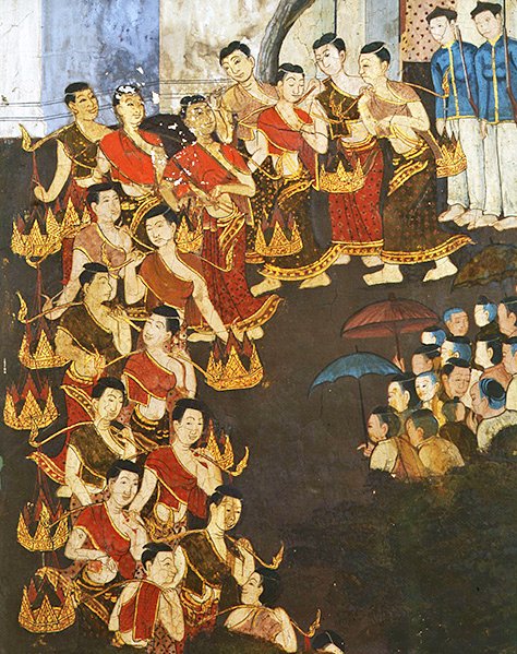 Grupp unga flickor av Thai School
