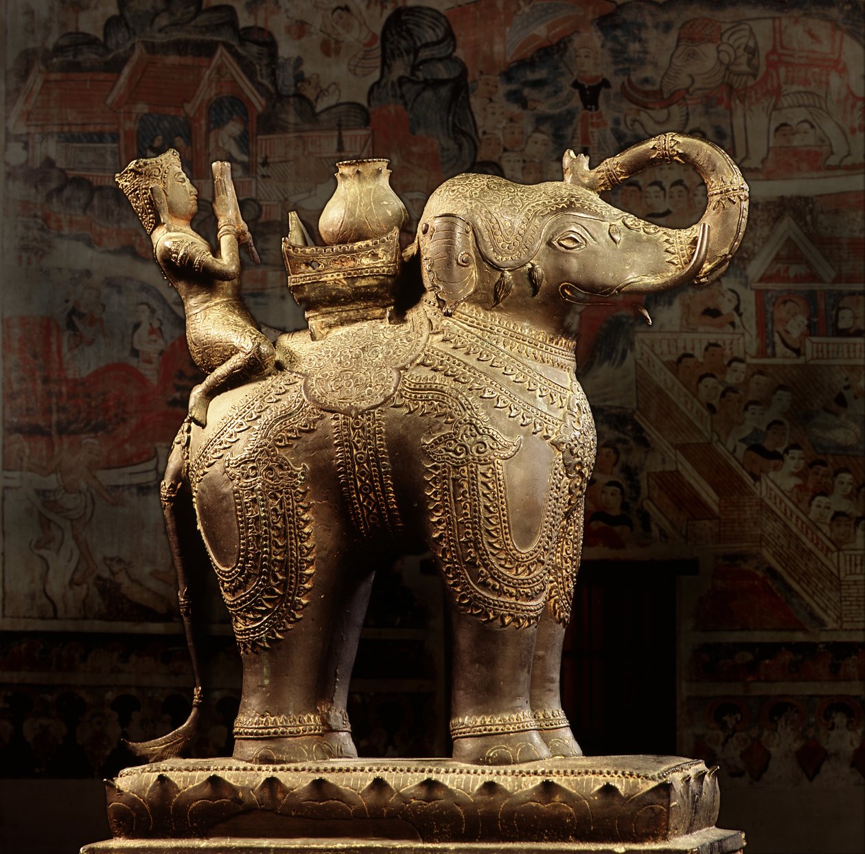 Lanna brons elefant av Thai School