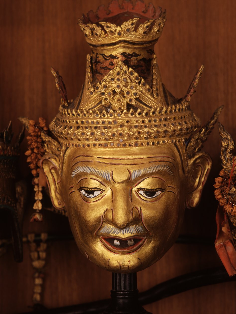 Mask av en Reshi, eller eremit, för Khon-teater (metall) av Thai School
