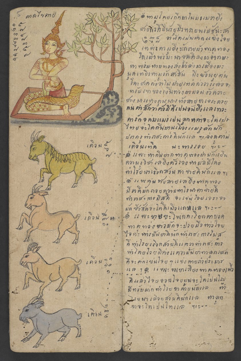 Eller 16455 f.5r, Djur från zodiaken, från Phrommachat (pergament) av Thai School