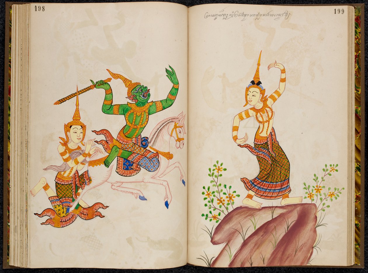 Scen från den thailändska versionen av Vidhura-pandita Jataka. av Thai School