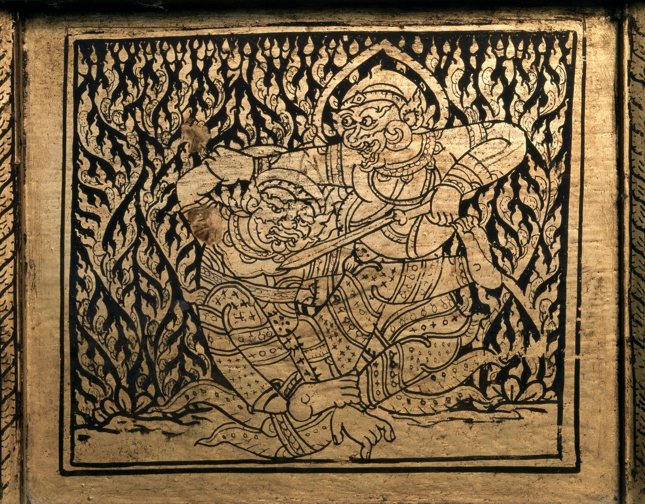 THAI KONST: En episod i "Ramayana". Bokskåp, Bangkok Style. av Thai School
