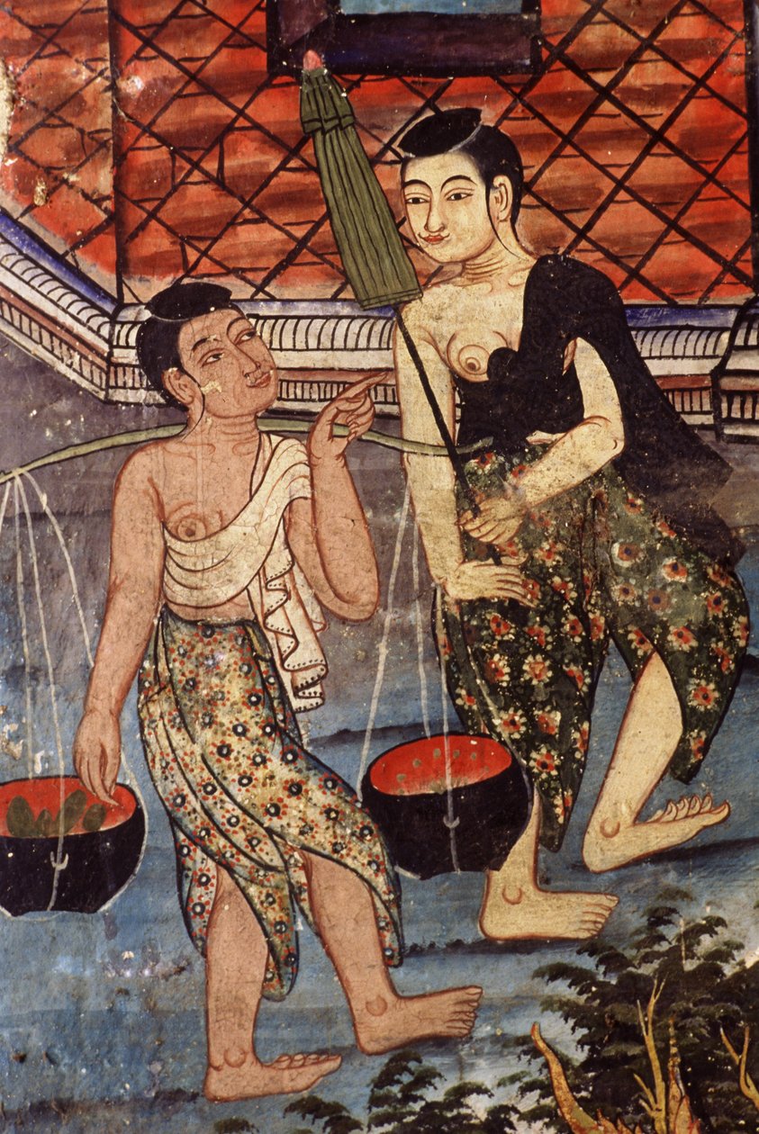 Thailändska kvinnor (väggmålning) av Thai School