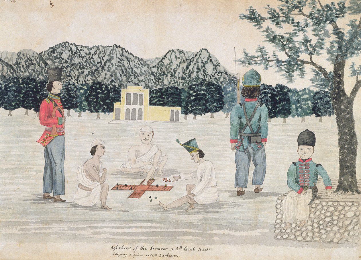 Skiss över Gurkhas liv vid Dehra Dun, ca 1821 (wc på papper) av The Hon. Frederick Shore