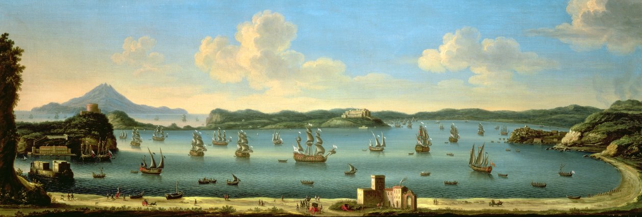 Pozzuolibukten med Ischia i fjärran 1740 av The Metropolitan Master