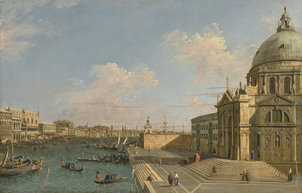 Ingång till Canal Grande, Venedig, mot öster, ca 1730-talet (olja på duk) av The Bateman Master