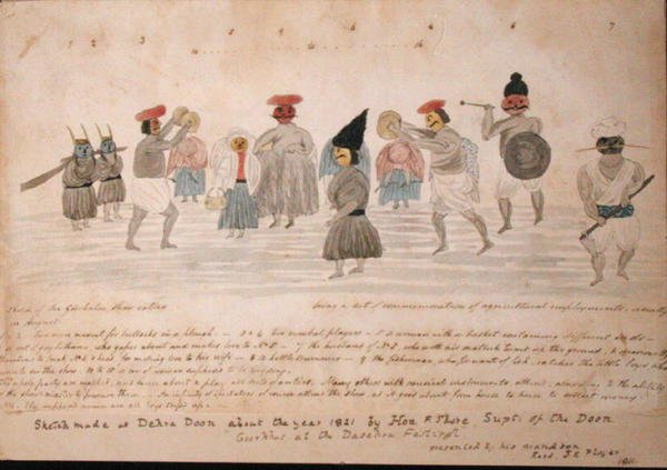 Skiss över Gurkha-livet i Dehra Dun, ca 1821 (akvarell på papper) av The Hon. Frederick Shore