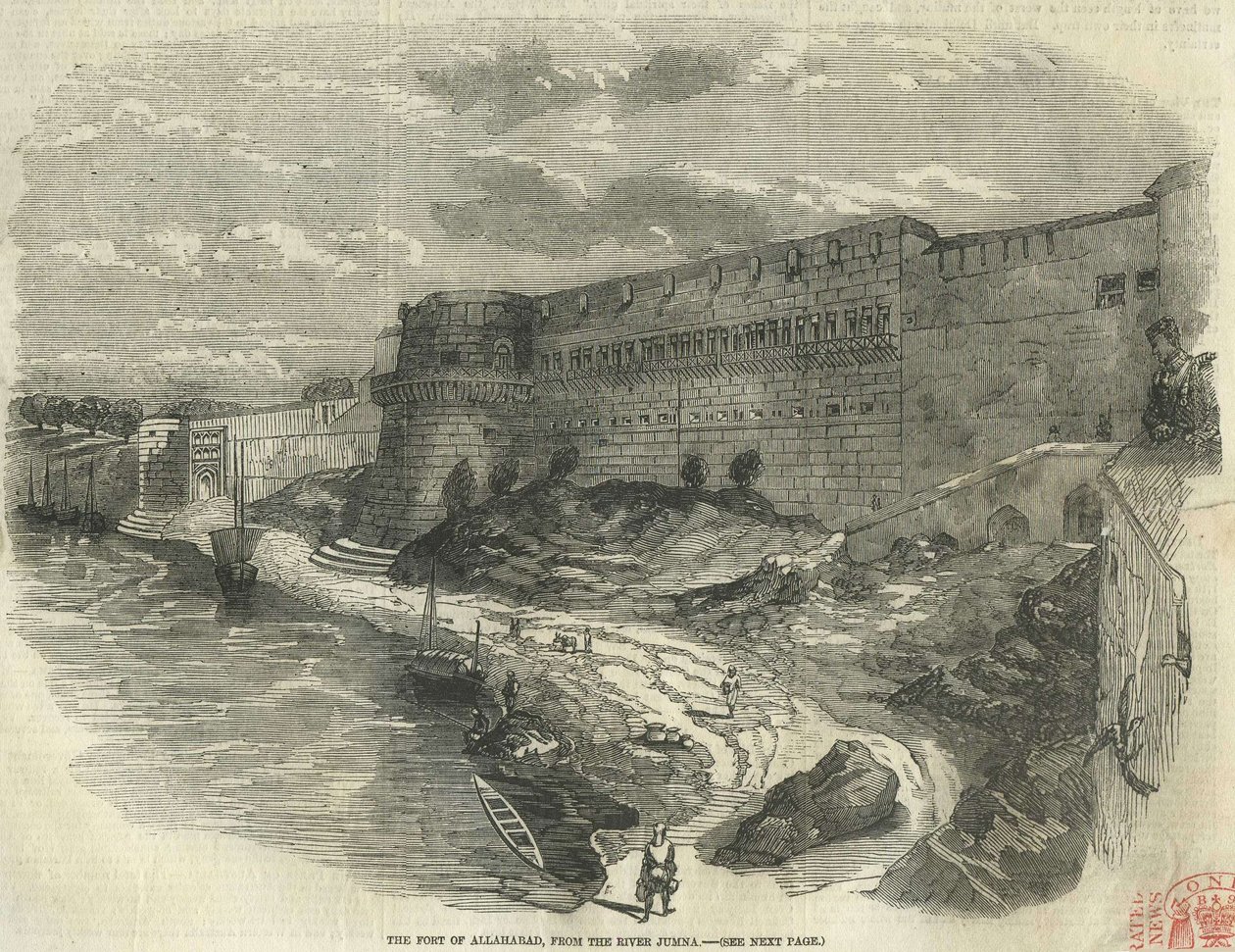 Fortet i Allahabad, från floden Jumna. av The Illustrated London News