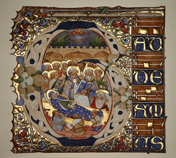 Marlay Cutting IT.18 Dormition of the Virgin, från en gradual av Santa Mattia i Murano, Venedig, ca 1450 (bladguld & tempera på pergament) av The Master of the Murano Gradual