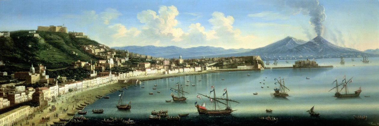 Neapel, från Posillipos höjder med Vesuvius i fjärran, 1740 av The Metropolitan Master