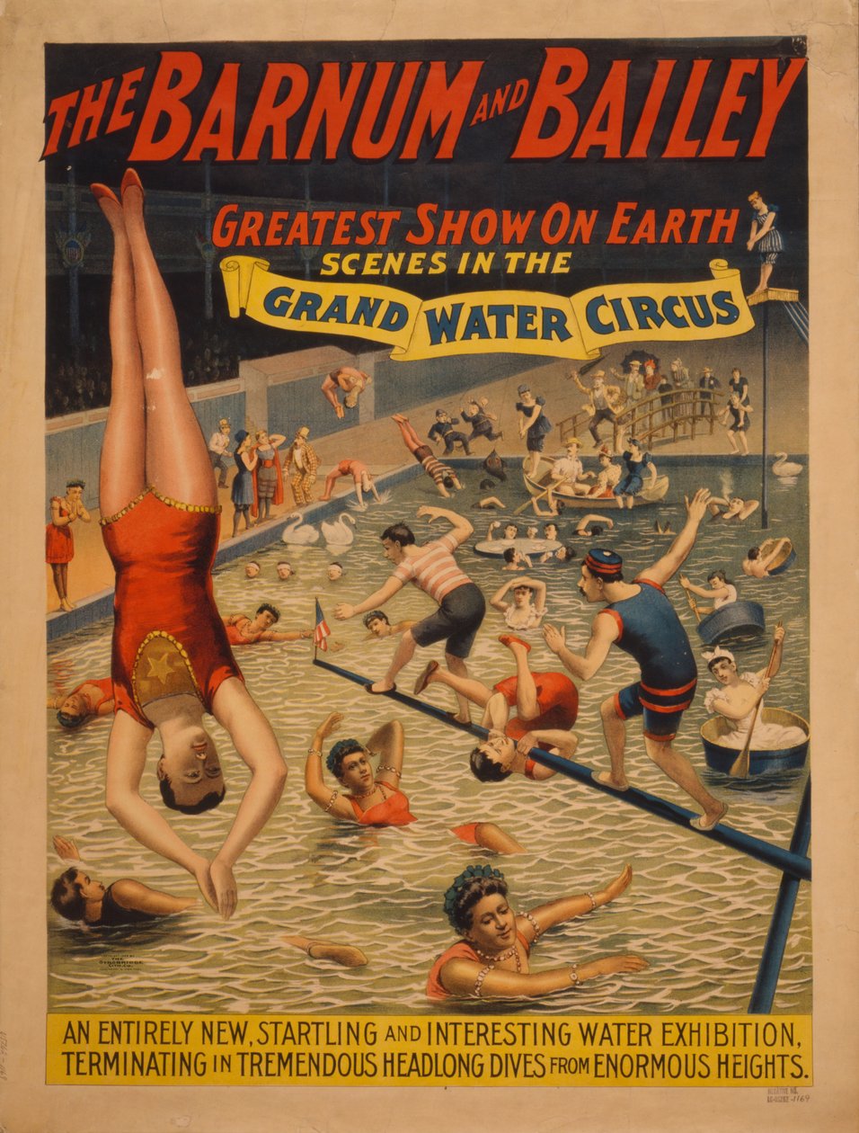 Barnum & Baileys största show på jorden. Scener i den stora vattencirkusen, ca. 1895 av The Strobridge Lithographing Company