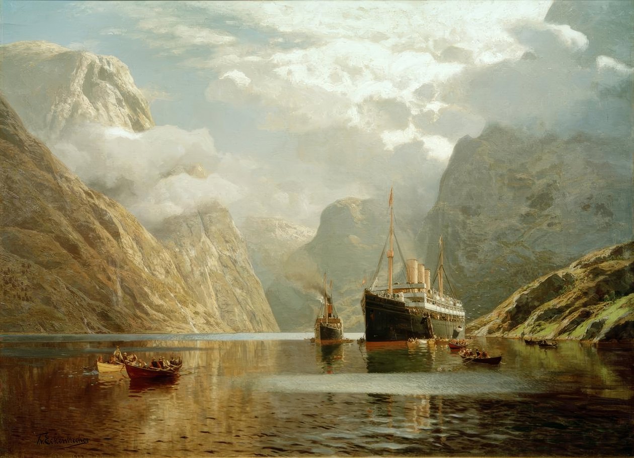 Auguste Victoria i Naeröfjord av Karl Paul Themistocles von Eckenbrecher