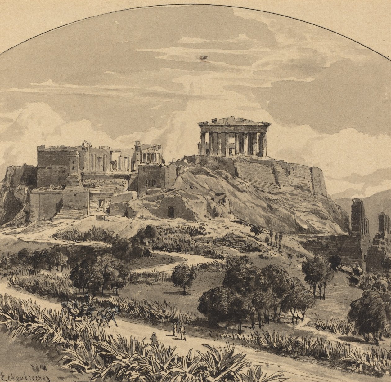 Akropolis från väst av Themistocles von Eckenbrecher