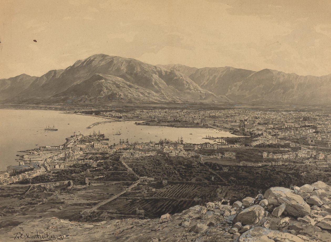 Hamnen i Pireus, 1891. av Themistocles von Eckenbrecher