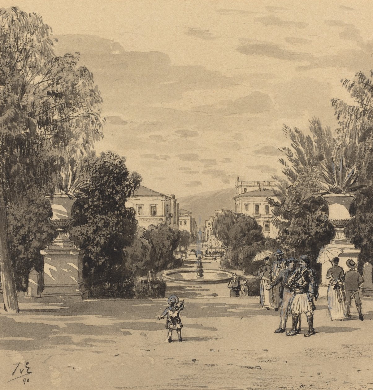 Utsikt från det gamla kungliga palatset på Hermesstreet av Themistocles von Eckenbrecher