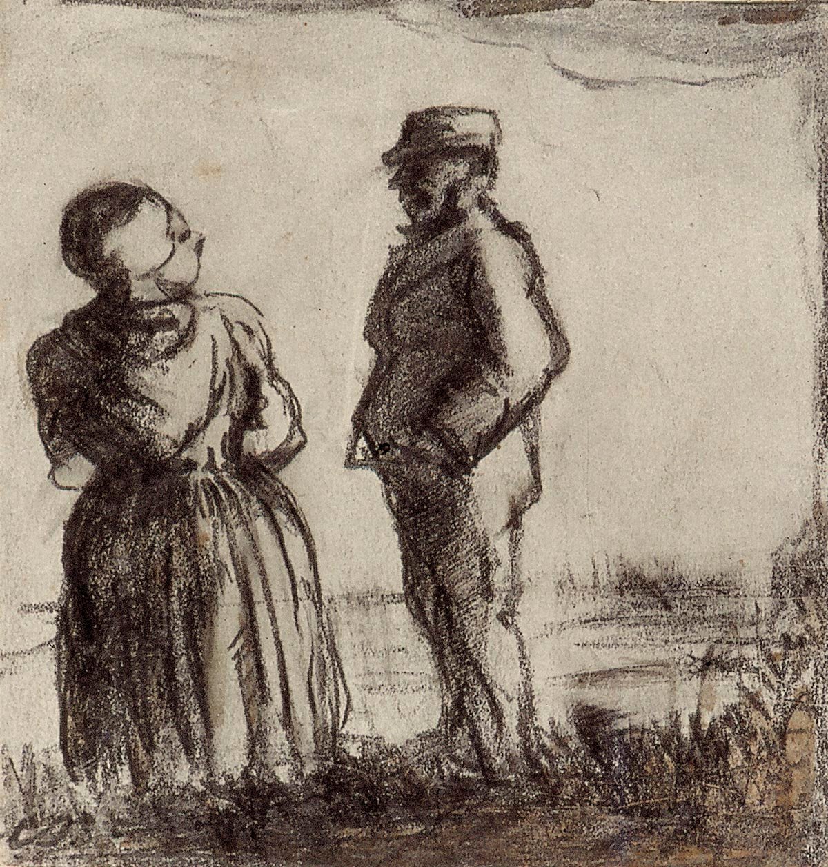 Farmer and His Wife in a Landscape  av Theo van Doesburg