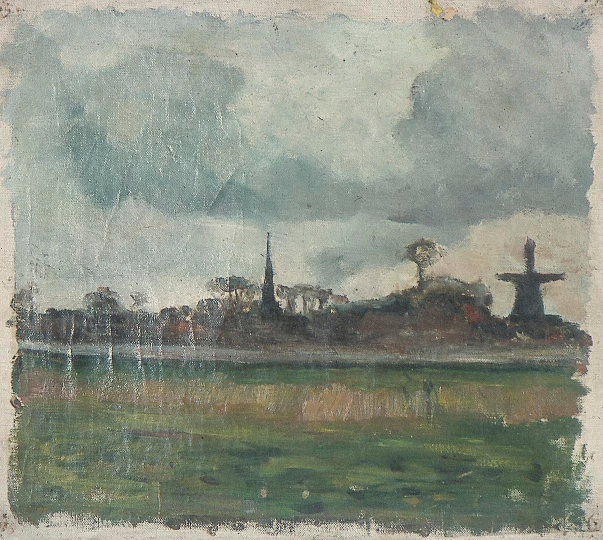 Landscape with Windmill and Church  av Theo van Doesburg