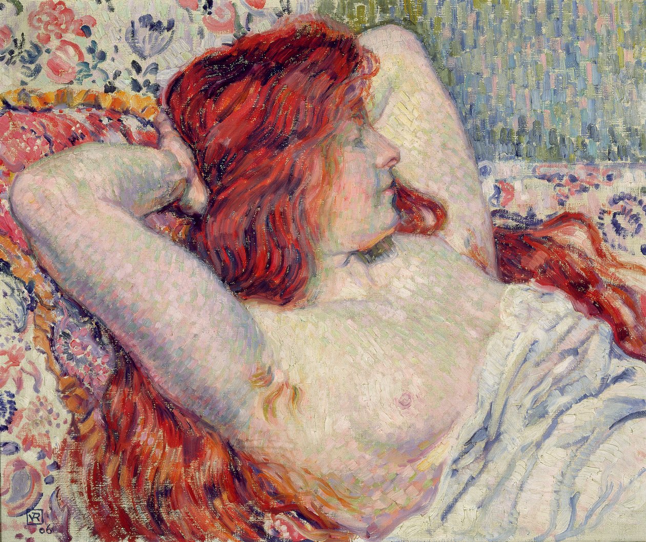 Kvinna med rött hår, 1906 av Théo van Rysselberghe