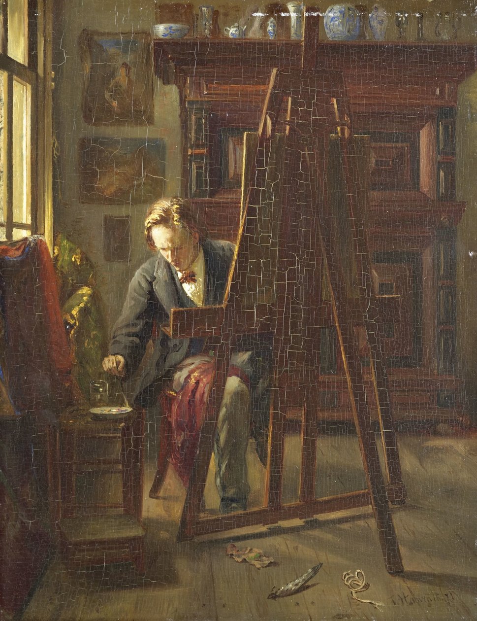 Konstnären George Jan Hendrik Poggenbeek i sin studio av Theo Hanrath