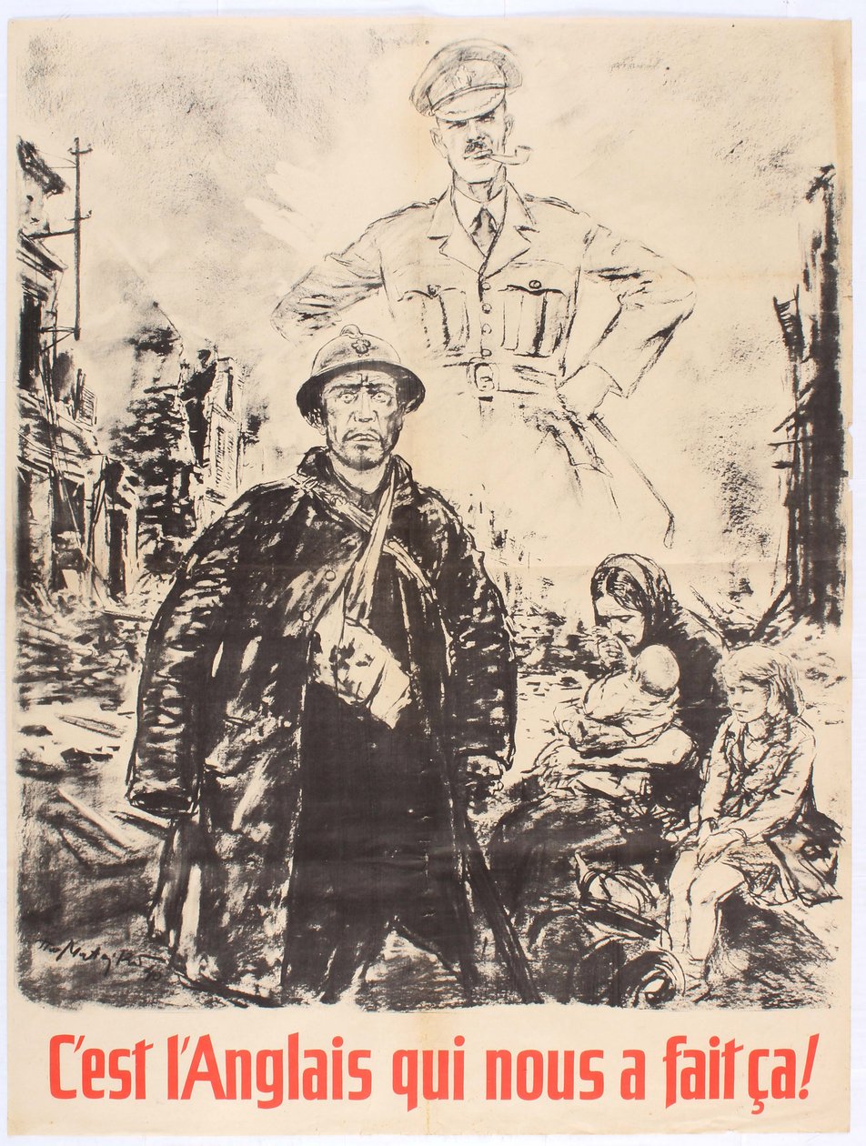 Det är engelsmännen som gjorde detta mot oss. Vichy Frankrike propagandaaffisch, 1940. av Theo Matejko