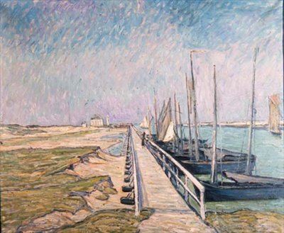 Segelbåtar förtöjda i en hamn av Theo Van Brockhusen