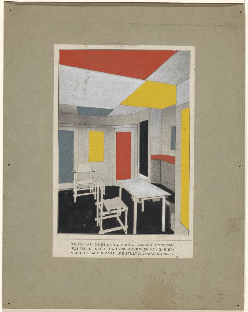 "Färglösning" Färgsammansättning i interiören av Theo van Doesburg