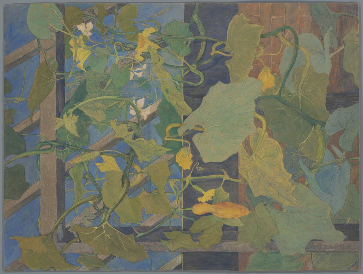 Växthus med dekorativa kalebasser av Theo van Hoytema (signed by artist)
