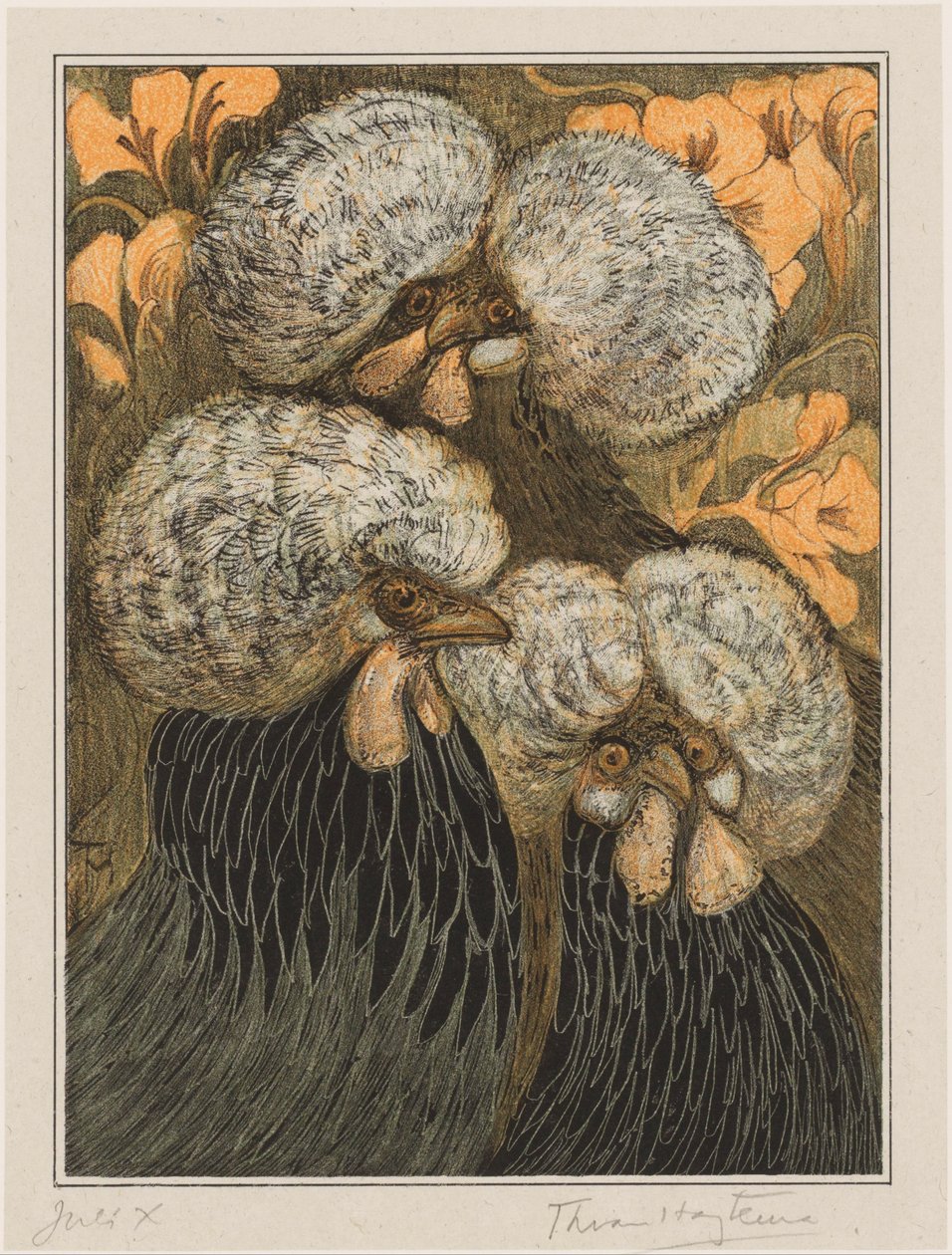Tre krönade kycklingar av Theo van Hoytema (signed by artist)