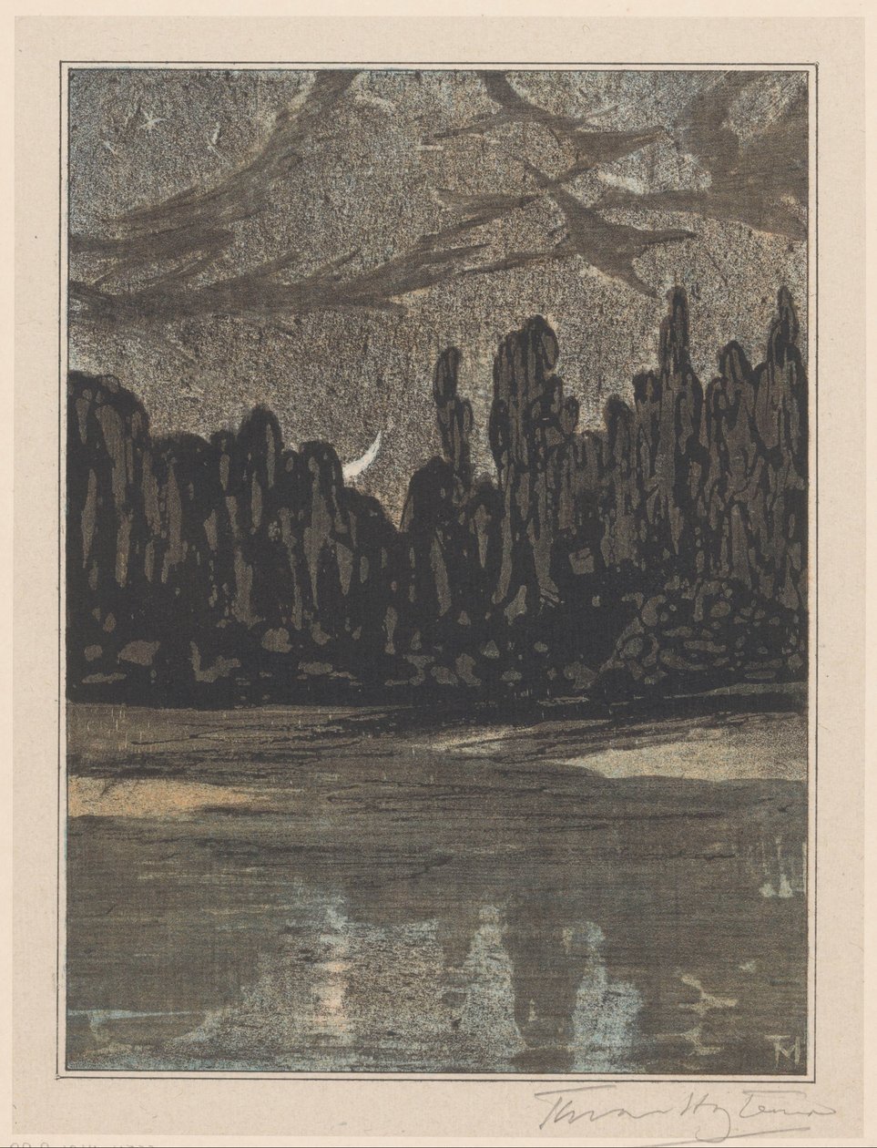 Nattlandskap med flyttfåglar av Theo van Hoytema (signed by artist)