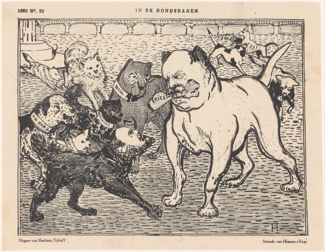 Tecknad film om vallagen av Johannes Tak van Poortvliet In the Dog Days (titel på objekt) av Theo van Hoytema