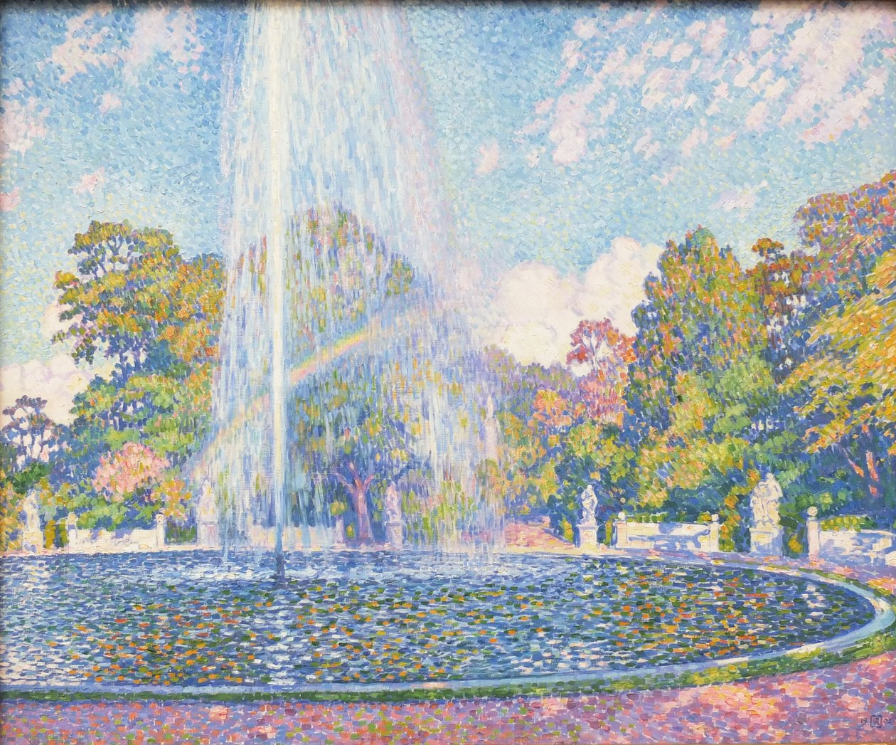 Fontän i parken vid Sanssouci-slottet nära Potsdam av Théo van Rysselberghe