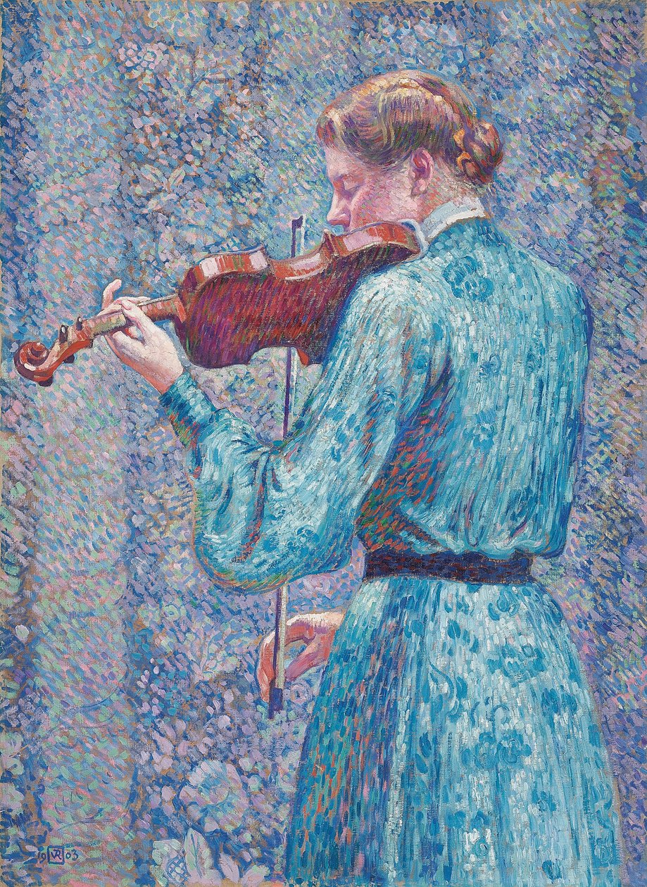 Marie-Anne Weber spelar fiol, 1903 av Théo van Rysselberghe