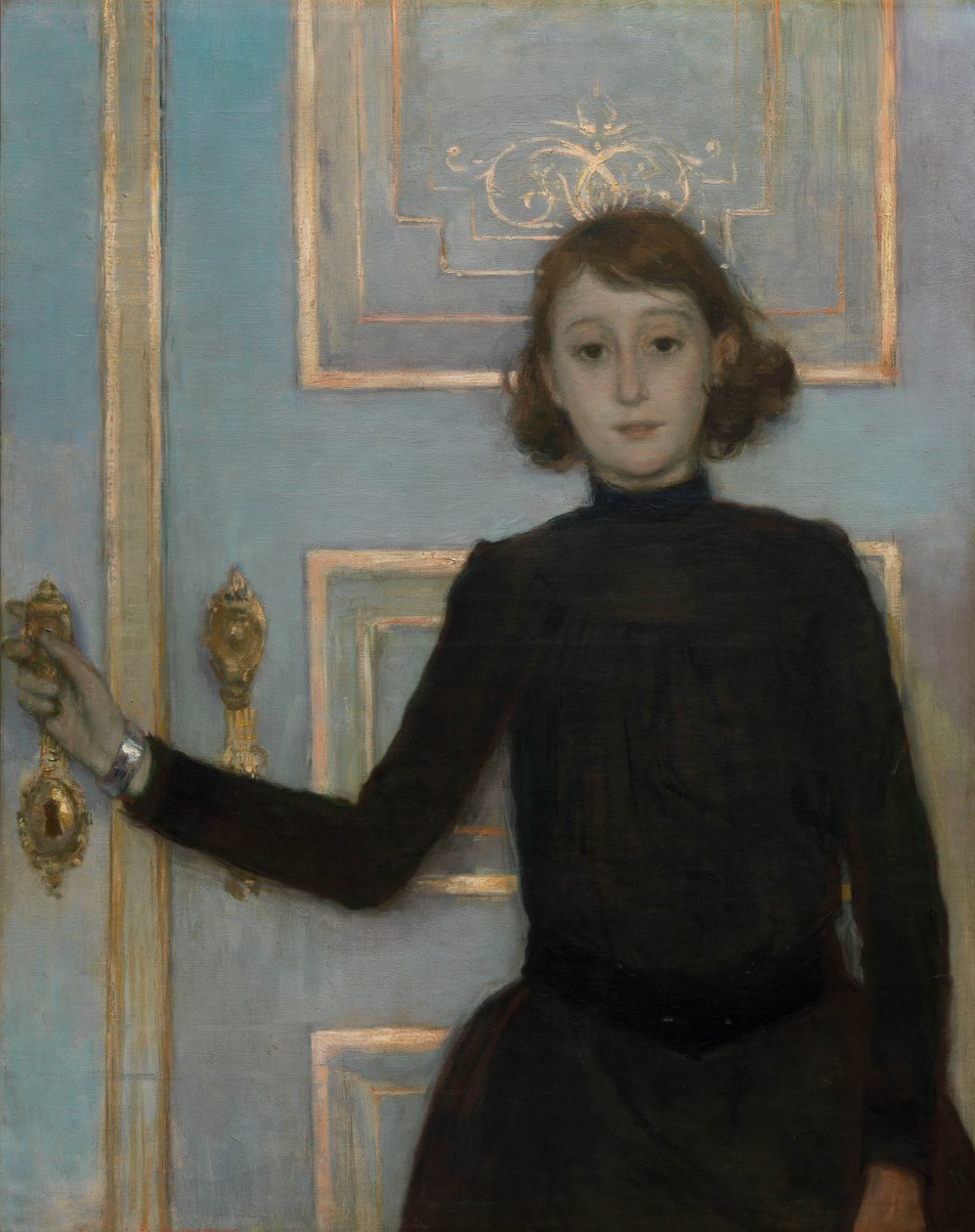 Porträtt av Marguerite van Mons (olja på duk) av Théo van Rysselberghe