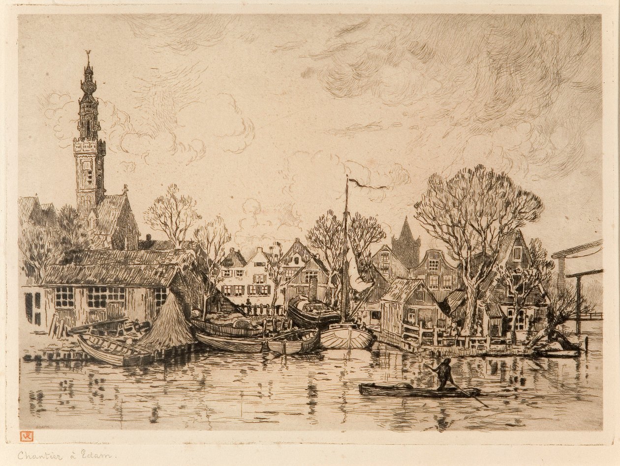 Skeppsvarv i Edam (Nederländerna) av Théo van Rysselberghe