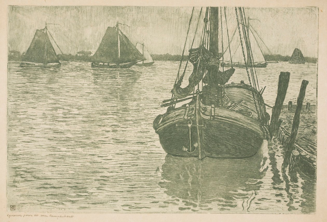 Fartyg i regnet av Théo van Rysselberghe