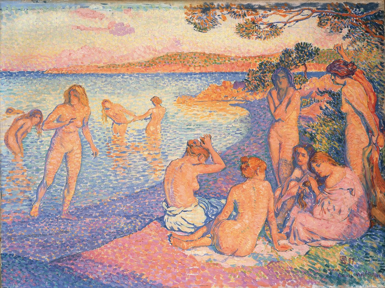 Solnedgång; Den brinnande timmen, 1897 av Théo van Rysselberghe