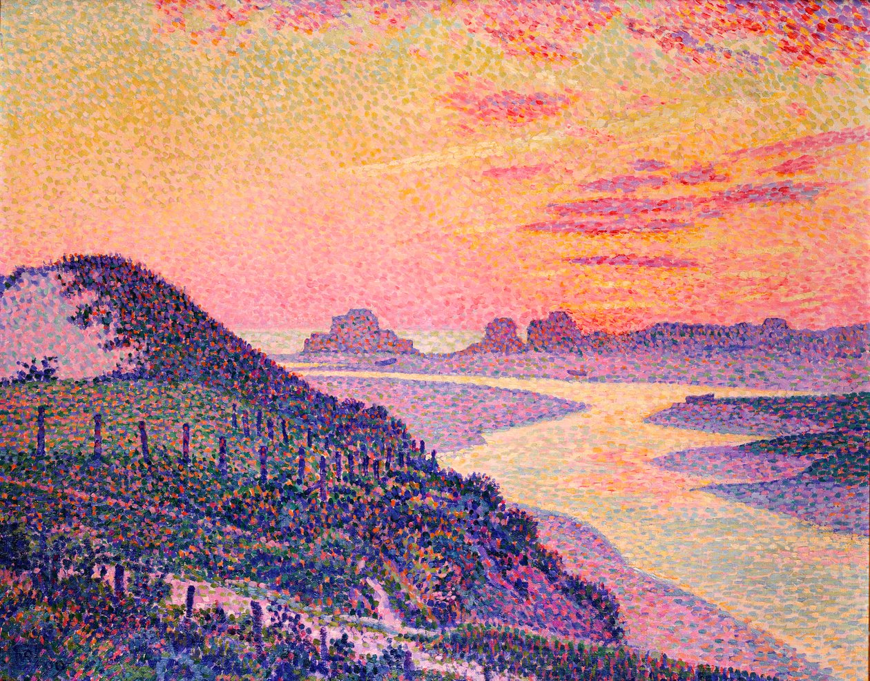Solnedgång vid Ambleteuse, Pas-de-Calais, 1899 av Théo van Rysselberghe