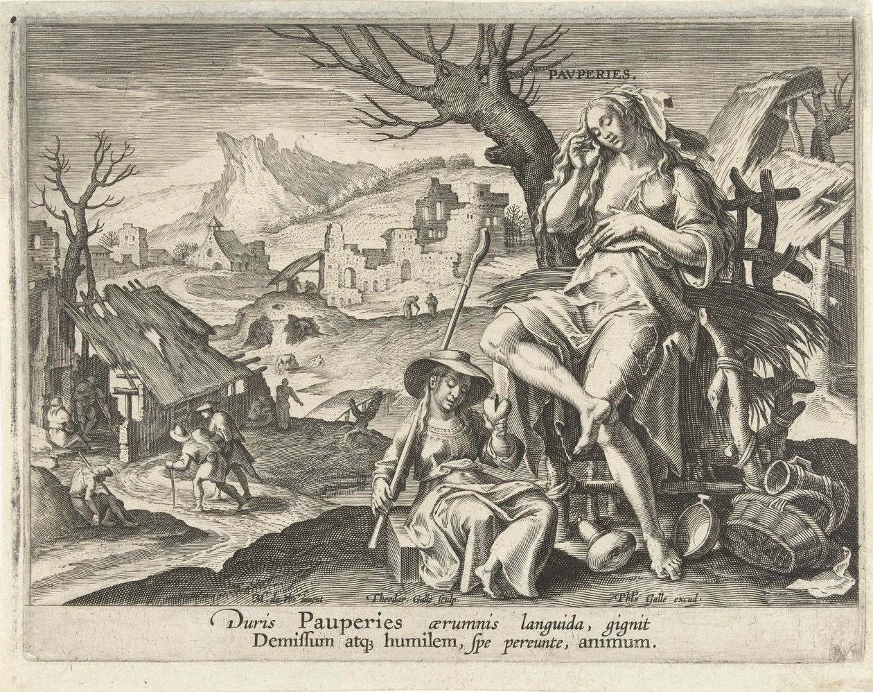 Fattigdom föder ödmjukhet Cycle of Human Action (serietitel) Circvlvs Vicissitvdinis Rervm Hvmanarvm (serietitel) av Theodoor Galle