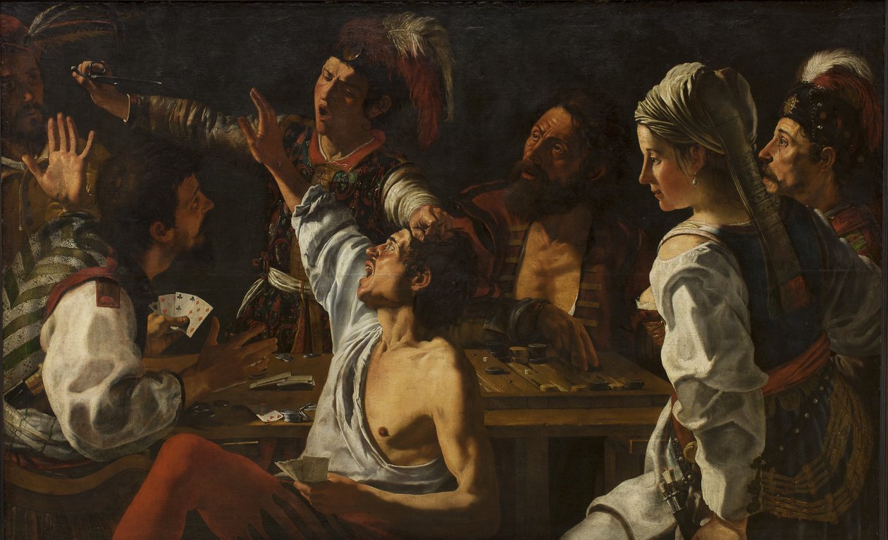Kort- och backgammonspelare. Slåss om korten av Theodoor Rombouts