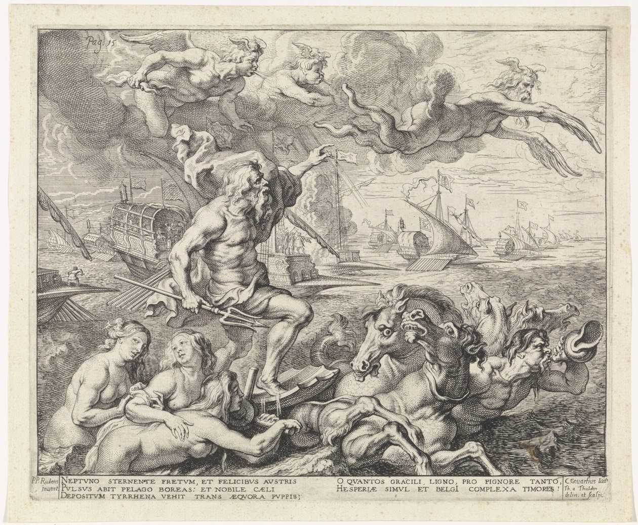 Resan från Barcelona till Genua; Ferdinands inresa till Antwerpen 1635 (nr 7) av Theodoor van Thulden