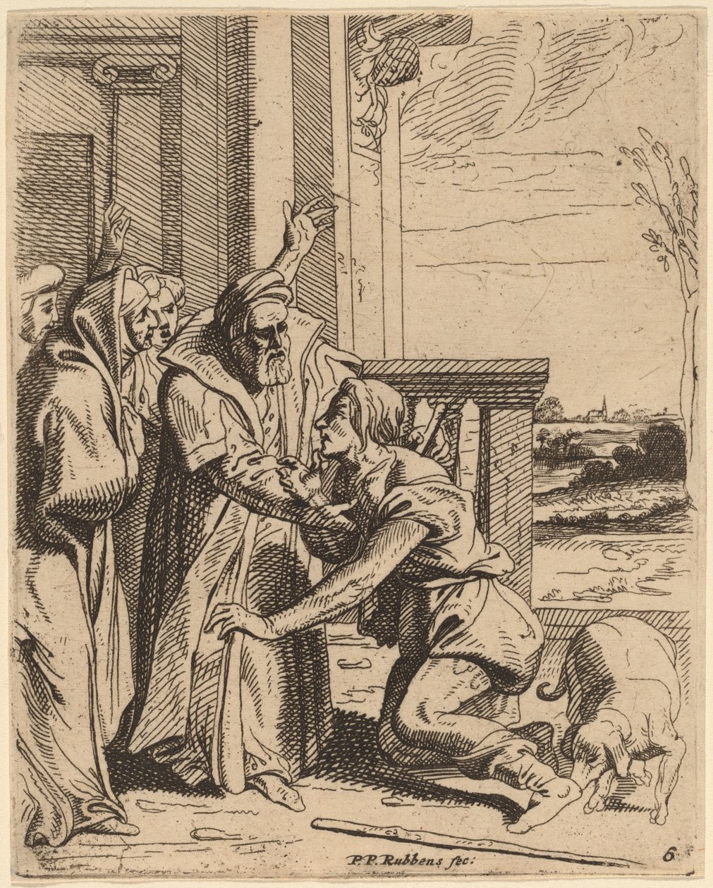 Den förlorade sonen mottagen av sin far av Theodoor van Thulden after Sir Peter Paul Rubens