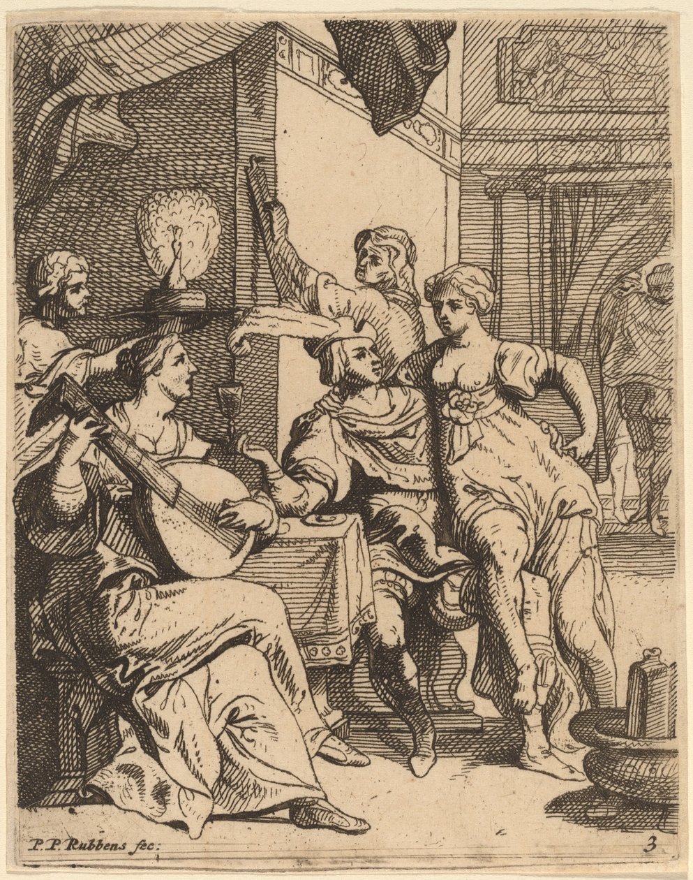 Den förlorade slösar bort sitt ämne på krogen av Theodoor van Thulden after Sir Peter Paul Rubens