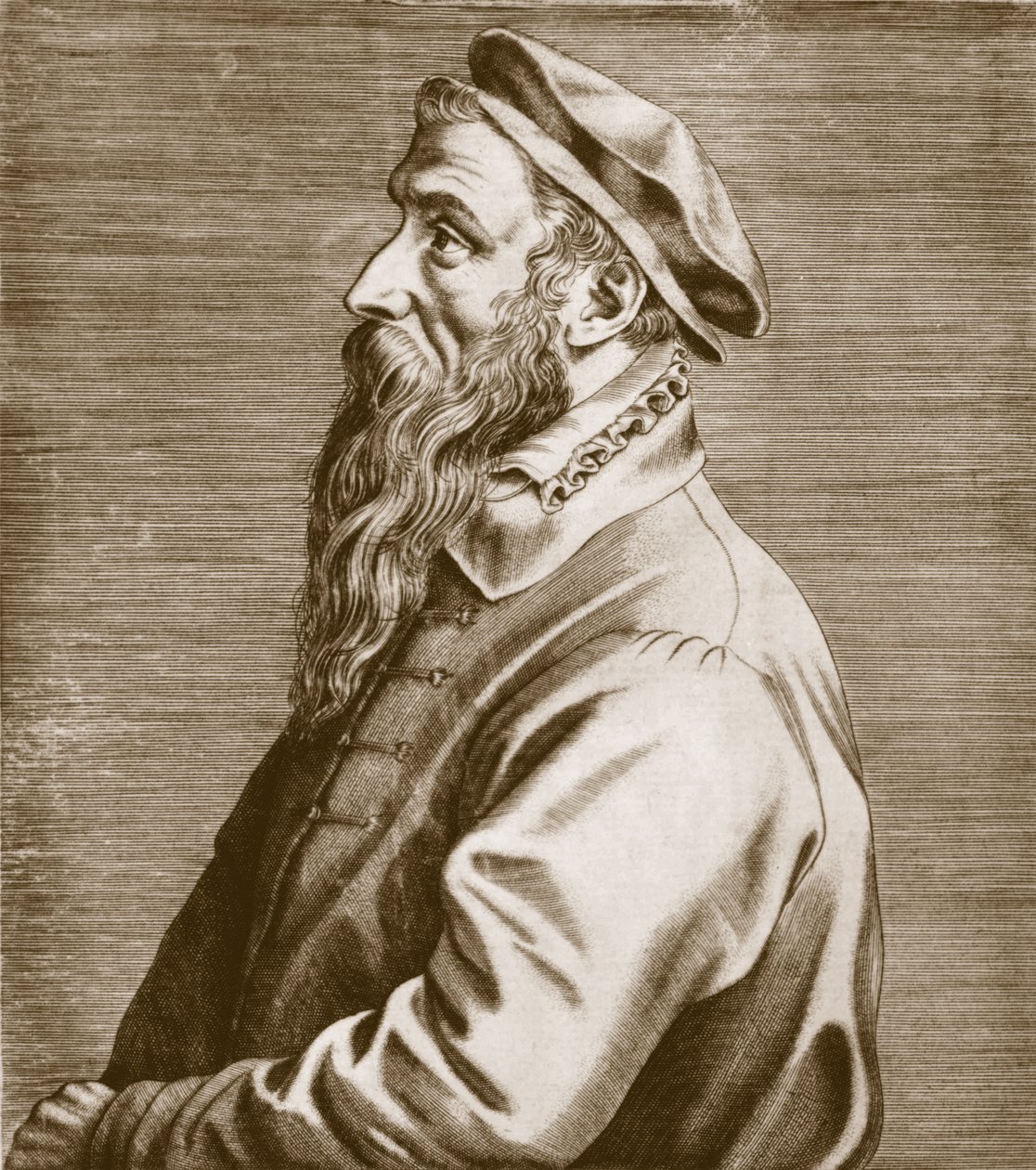 Porträtt av Pieter Brueghel den äldre (ca 15278-69) pub. 1572 av Theodor Galle