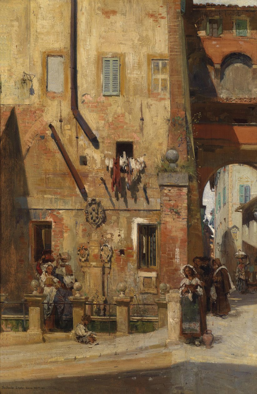 Livlig rörelse på gatorna i Siena av Theodor Josef Ethofer