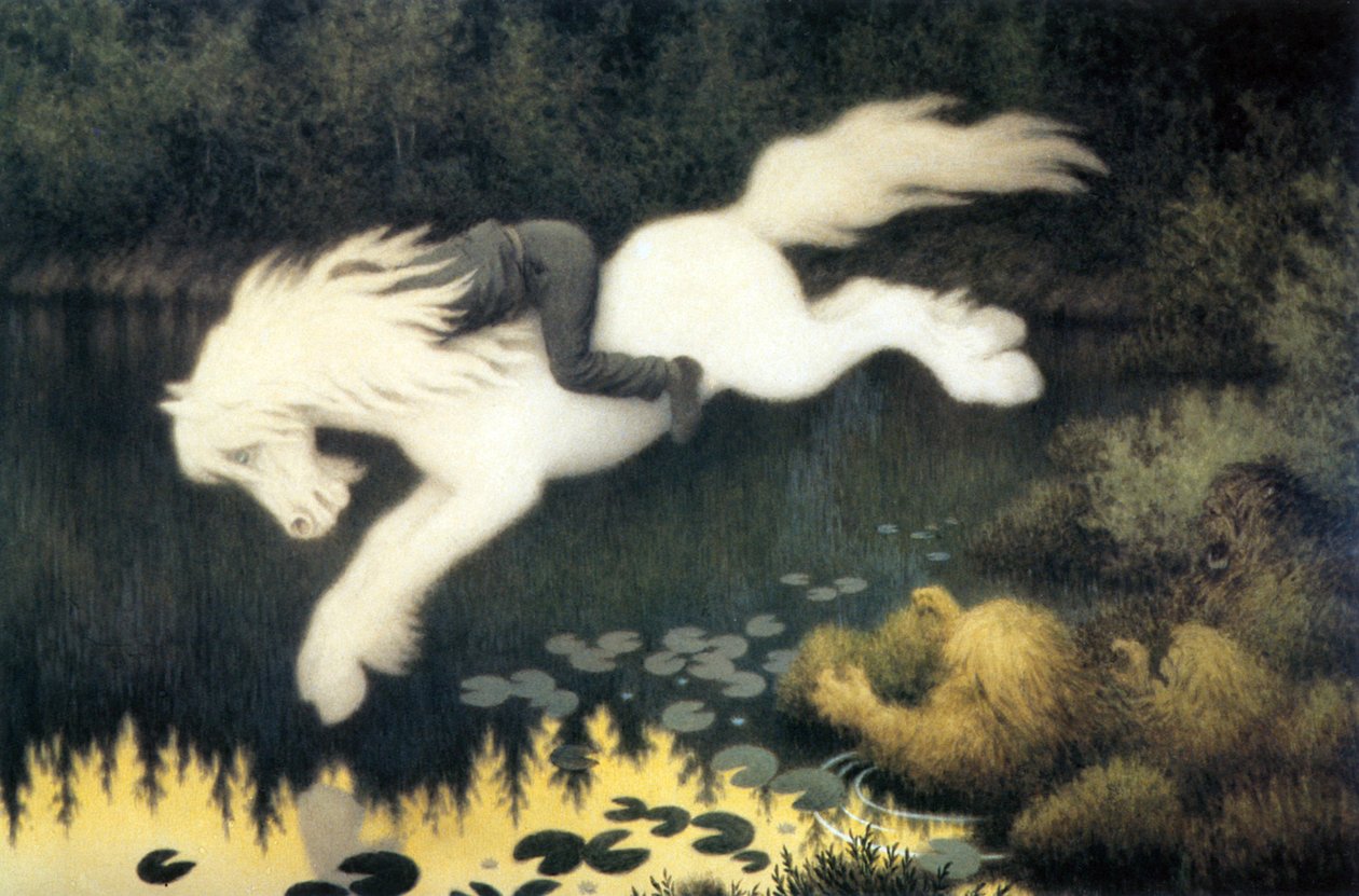 Boy on white horse av Theodor Kittelsen