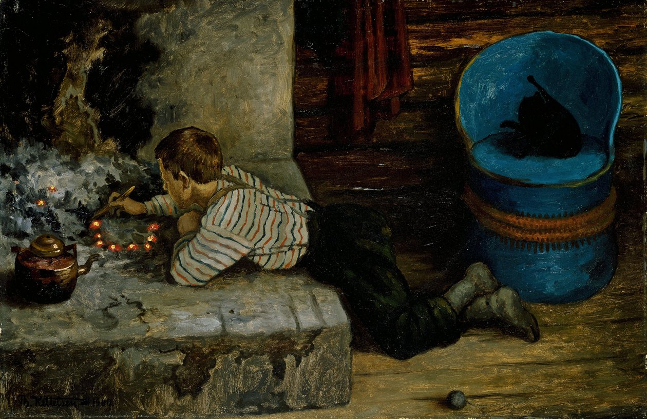 The Ash Lad poking in the Ashes av Theodor Kittelsen