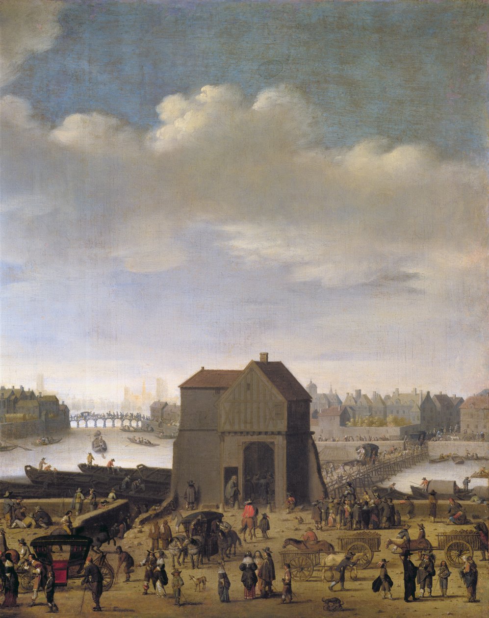 Utsikt över bron och Quai de la Tournelle, ca 1645 (detalj av 167349) av Theodor Matham